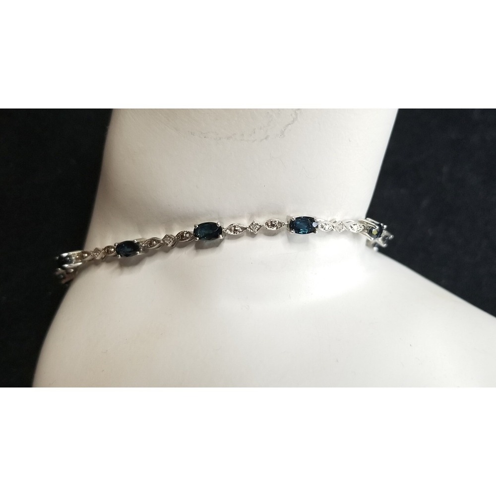 925 Sterling Silver Oval Sapphire Color Stones Size‎ 7.5 inches